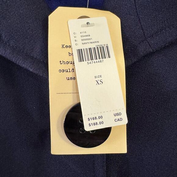 NWT Anthroologie Wellesley Pleated Peacoat Blue Lined Pockets Size XS - Picture 9 of 11